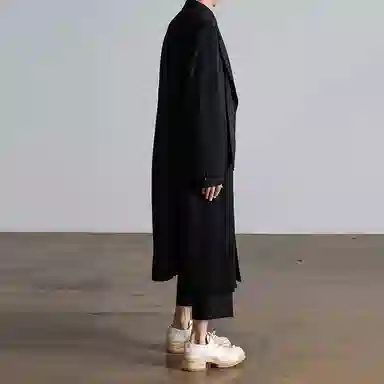 Yohji Yamamoto Black Double-Layer Coat