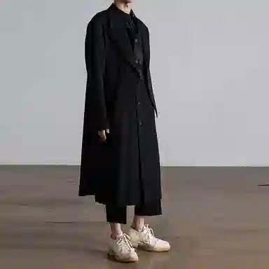 Yohji Yamamoto Black Double-Layer Coat