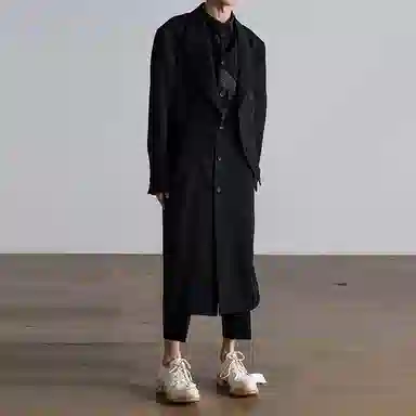 Yohji Yamamoto Black Double-Layer Coat