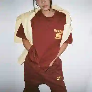 Drew House logo FW21 Community Ss Tee LogoT burgundy