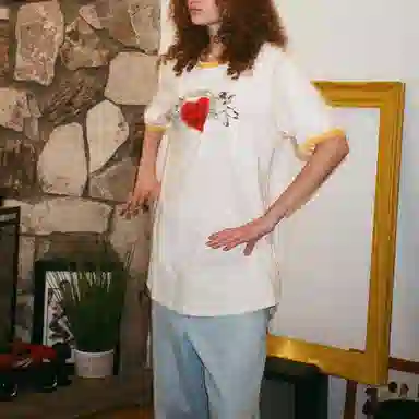 Drew House logo Cherub Ss Ringer Tee CreamGolden Yellow SS22 T