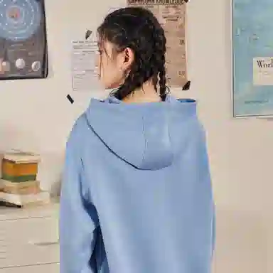 鸿星尔克 星宠 卡通黄棕熊字母印花休闲连帽卫衣 男女同款 冰紫色