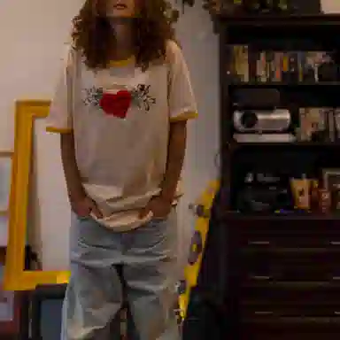 Drew House logo Cherub Ss Ringer Tee CreamGolden Yellow SS22 T