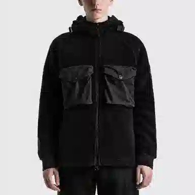 Stone Island Logo Fleece Jacket Black