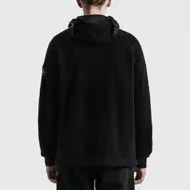 Stone Island Logo Fleece Jacket Black