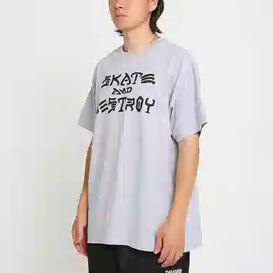Thrasher Slogan Print T-Shirt Grey