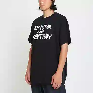 Thrasher Slogan Print T-Shirt Black