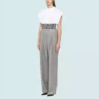 Miu Miu Letter Print Sleeveless T-Shirt White