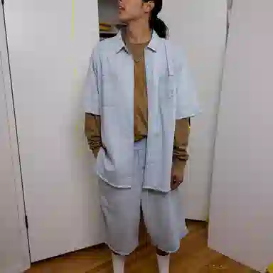 Drew House SS21 Lightweight Denim Church Shorts light indigo