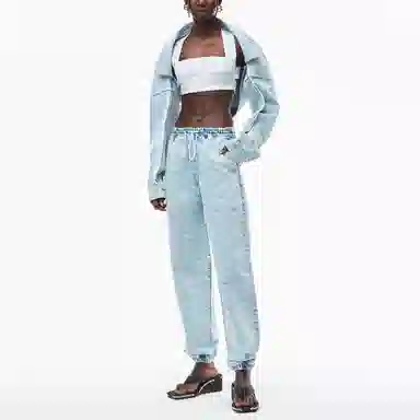 Alexander Wang Washed Logo Skinny Jeans Blue