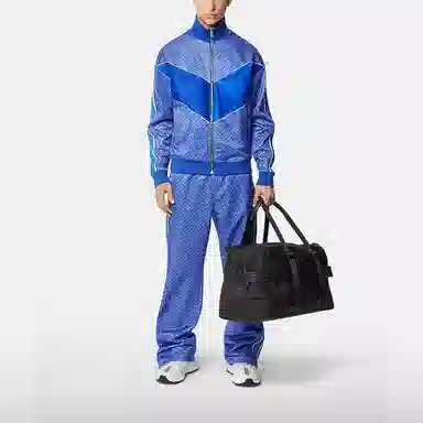 Versace Logo Print Jacket Blue