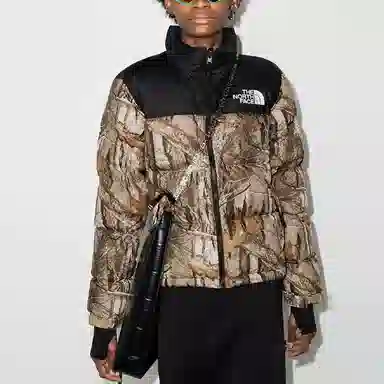 The North Face 1996 Series Leaf Print Down Jacket Brown