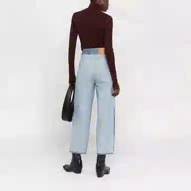 MM6 Maison Margiela FW21 Reversible Stitch Logo Jeans Blue