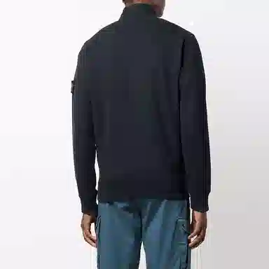 Stone Island Logo Zip Jacket Navy