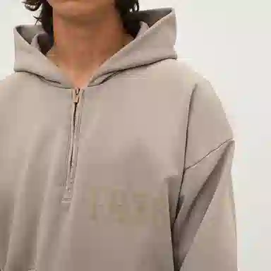 Fear of God Long Sleeve Half Zip Hoodie Vintage Paris Sky FG7C Logo