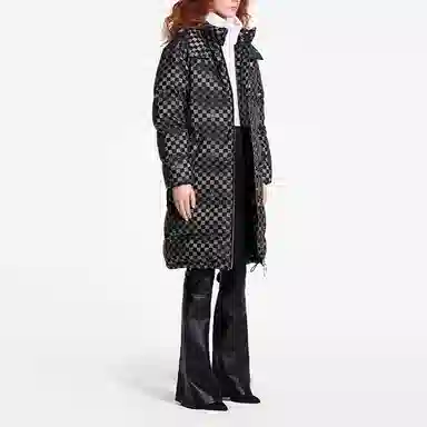 Louis Vuitton FW21 Checkerboard Long Hooded Down Jacket Black
