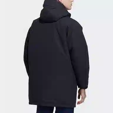 adidas Logo Mid-Length Hooded Down Jacket Black