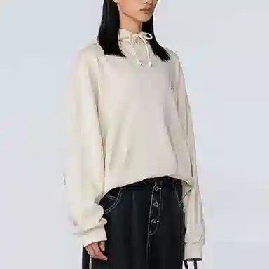 中国李宁 韦德系列 口袋拼接宽松连帽套头卫衣 情侣款 米白色