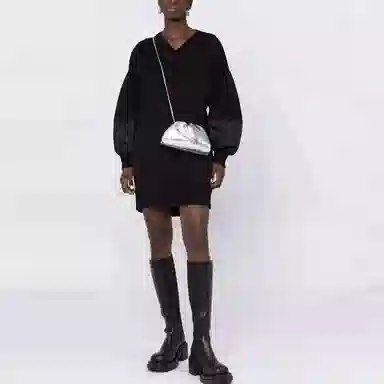 Alexander McQueen V-Neck Sweater Dress Black