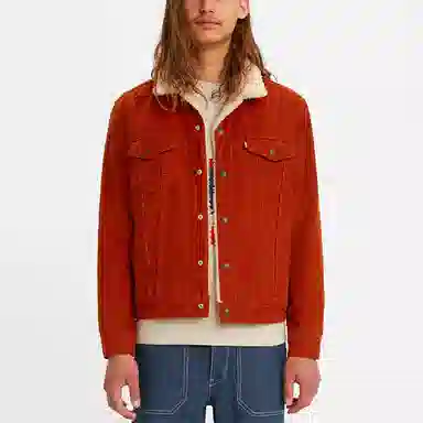 Levi's Faux Corduroy Collar Denim Jacket Red