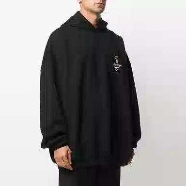 Balenciaga Torch Logo Oversize Hoodie Black
