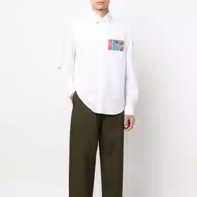 KENZO SS22 Printed Long Sleeve Shirt White