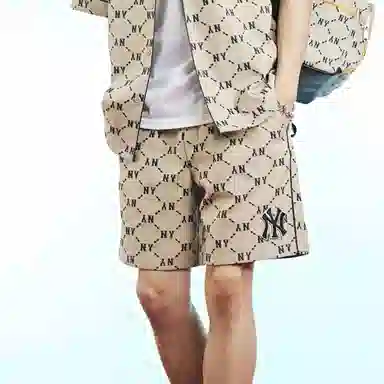 MLB SS22 Logo Print Shorts Beige