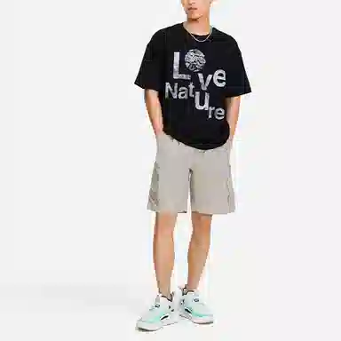 中国李宁 纯色口袋宽松休闲短裤 男款 灰色