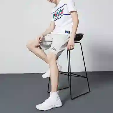 中国李宁 韦德系列  字母元素印花运动短裤 男款 灰色
