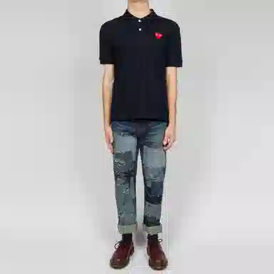 CDG Play Heart Navy Polo
