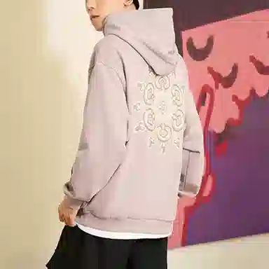 中国李宁 运动篮球系列 连帽方印图案休闲宽松套头卫衣 秋季 情侣款 树皮褐