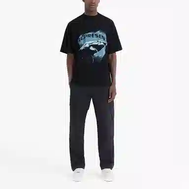 REPRESENT Shark Logo Crewneck T-Shirt Black