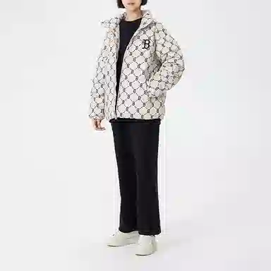 MLB Diamond Monogram Short Down Jacket Beige