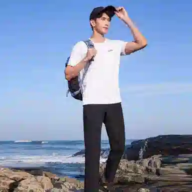 探路者 速干透气弹力运动中腰健身裤 男款