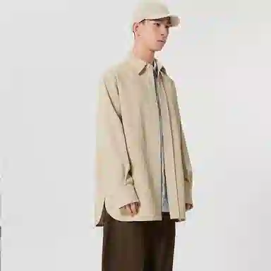 速写 纯色纽扣休闲长袖衬衫 男款