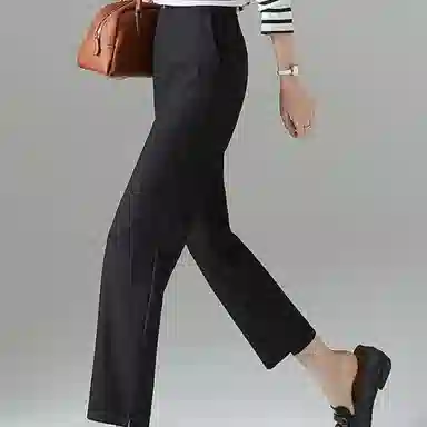 【dme】 纯色拉链直筒开叉九分西装裤 女款 黑色