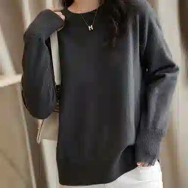 【dme】 纯色简约长袖毛衣 女款 烟灰色