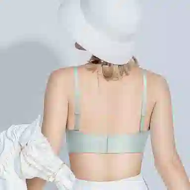 润微 纯色聚拢防下垂无痕文胸 蓝色