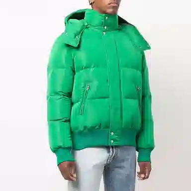 Alexander McQueen Logo Hooded Down Jacket Green