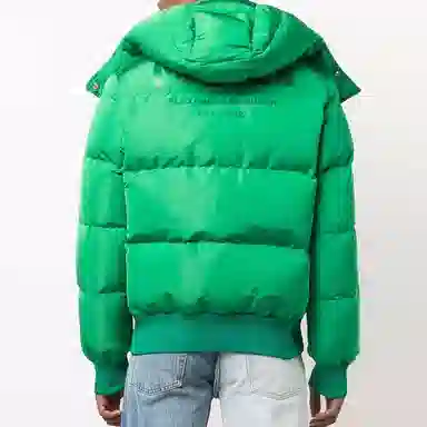 Alexander McQueen Logo Hooded Down Jacket Green