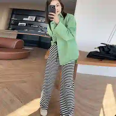 美洋 纯色高腰阔腿长裤 女款