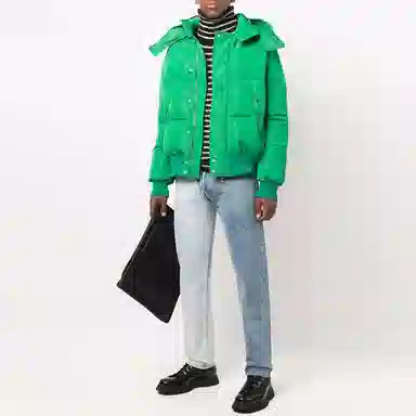 Alexander McQueen Logo Hooded Down Jacket Green