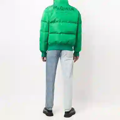 Alexander McQueen Logo Hooded Down Jacket Green