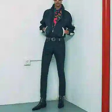 Saint Laurent SS22 Striped Zip Jacket Black