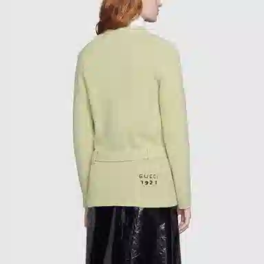 GUCCI SS22 V-Neck Tie Waist Knit Sweater Green