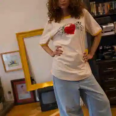 Drew House logo Cherub Ss Ringer Tee CreamGolden Yellow SS22 T