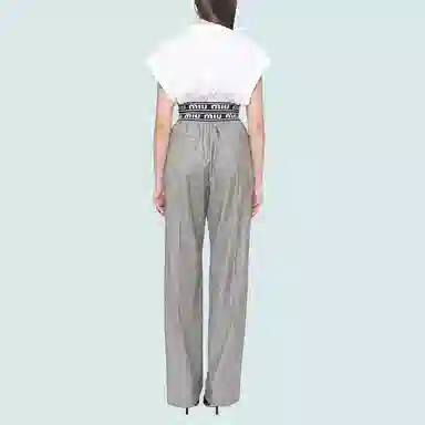 Miu Miu Letter Print Sleeveless T-Shirt White