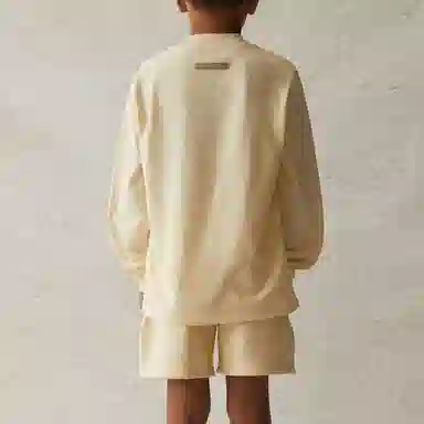 Fear of God Essentials SS21 Kids Long Sleeve Tee ButtercreamCream LogoT
