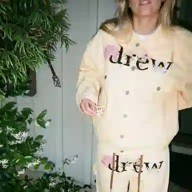 Drew House logo SS21 Floral Trucker Jacket - Drew washed tangerine