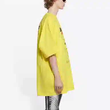 Balenciaga Logo Print T-Shirt Yellow